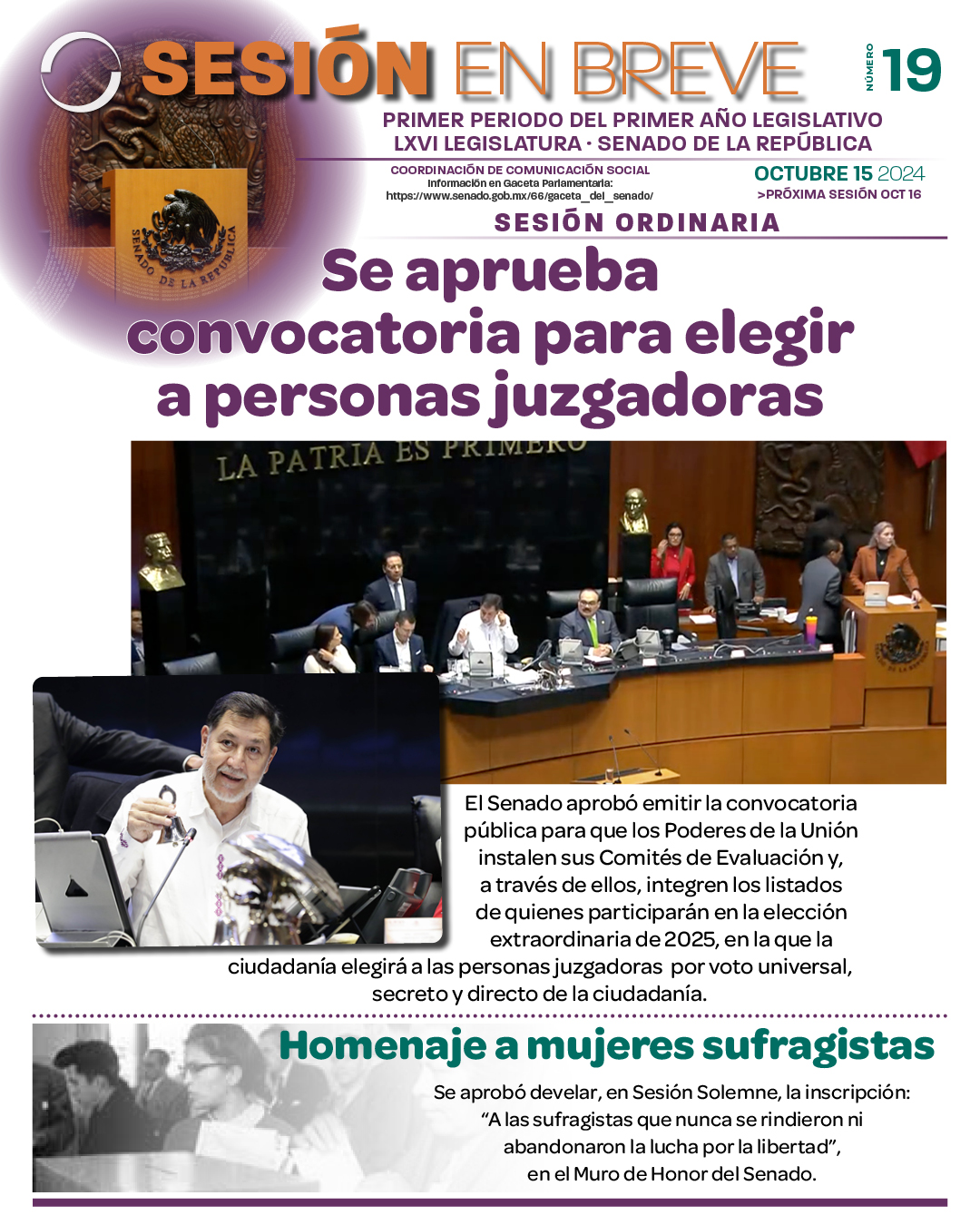 Sesión en breve de la sesión del 15 de octubre de 2024