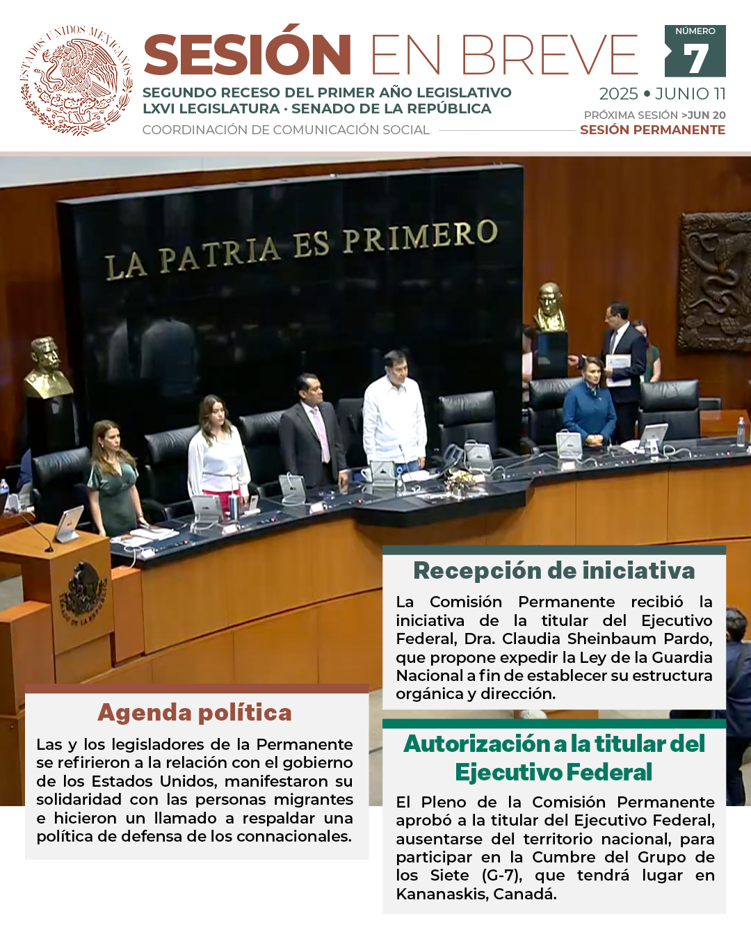 Sesión en breve de la sesión de la Comisión Permanente del 11 de junio de 2025