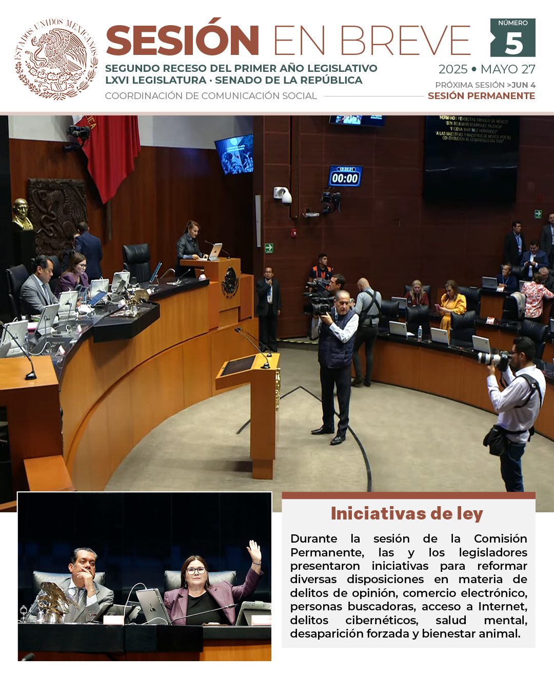 Sesión en breve de la sesión de la Comisión Permanente del 27 de mayo de 2025