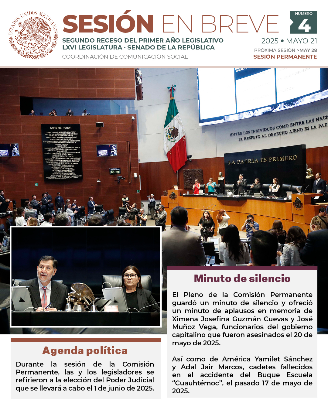 Sesión en breve de la sesión de la Comisión Permanente del 21 de mayo de 2025