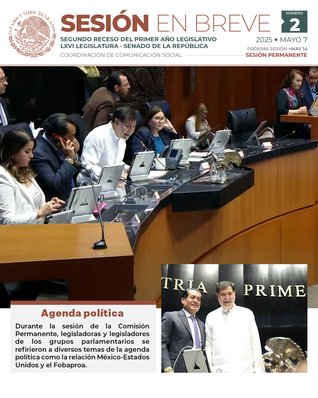 Sesión en breve de la sesión de la Comisión Permanente del 7 de mayo de 2025